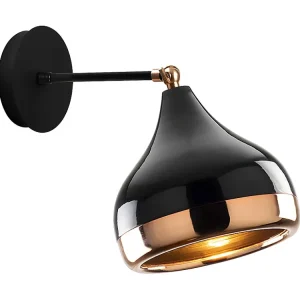 Aplique em metálico abajur orientável YILDO - D. 17 x . 28 cm - Preto e acobreado