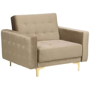 Armchair ABERDEEN Velvet Sand Bege claro | Resistente à Umidade
