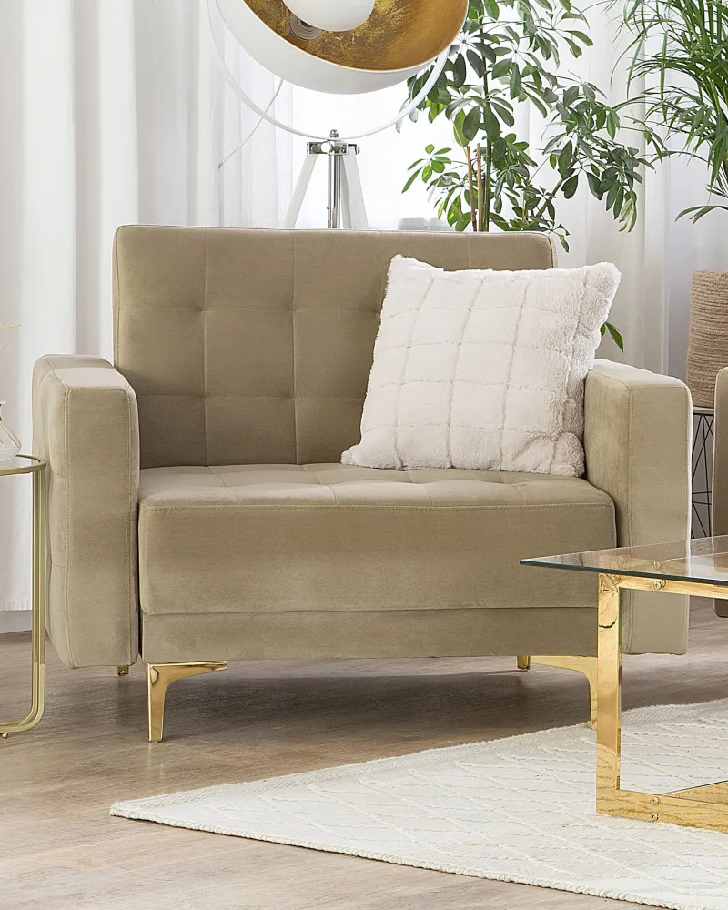 Armchair ABERDEEN Velvet Sand Bege claro | Resistente à Umidade