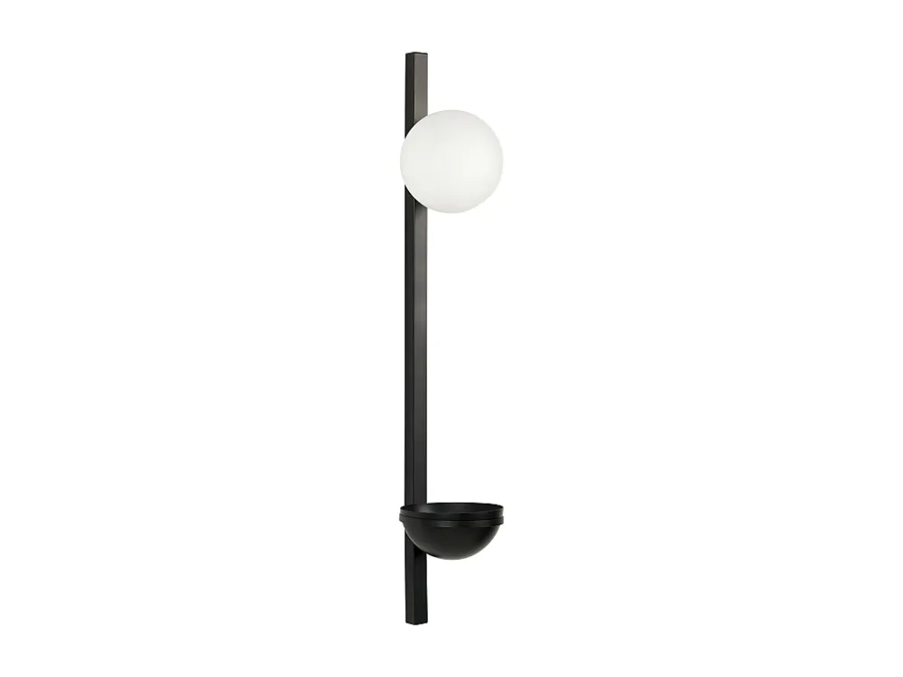 Candeeiro de parede com 1 abajur e vaso em metálico preto 55 cm ISABELLA