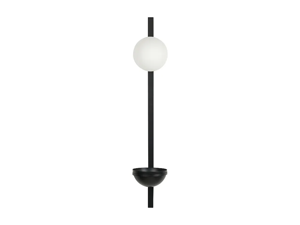 Candeeiro de parede com 1 abajur e vaso em metálico preto 55 cm ISABELLA