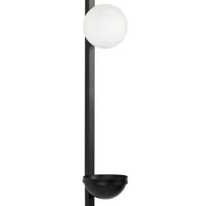 Candeeiro de parede com 1 abajur e vaso em metálico preto 55 cm ISABELLA