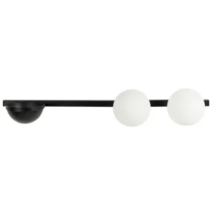Candeeiro de parede com 2 abajur e vaso em metálico preto 55 cm ISABELLA