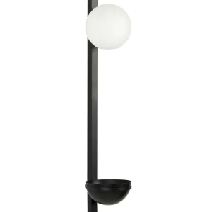 Candeeiro de parede com 1 abajur e vaso em metálico preto 55 cm ISABELLA