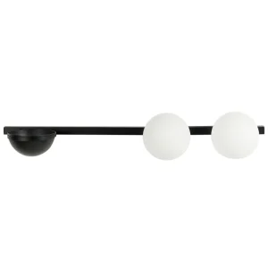 Candeeiro de parede com 2 abajur e vaso em metálico preto 55 cm ISABELLA