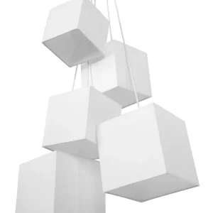Candeeiro de teto branco com 5 abajures em forma de cubo MESTA para Quarto e Corredor