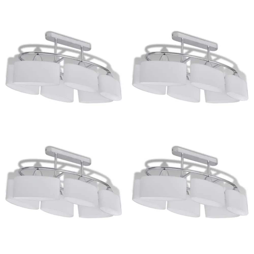Candeeiro teto com abajures de vidro elipsoides 4 pcs E14 Comprimento do Braço 40cm