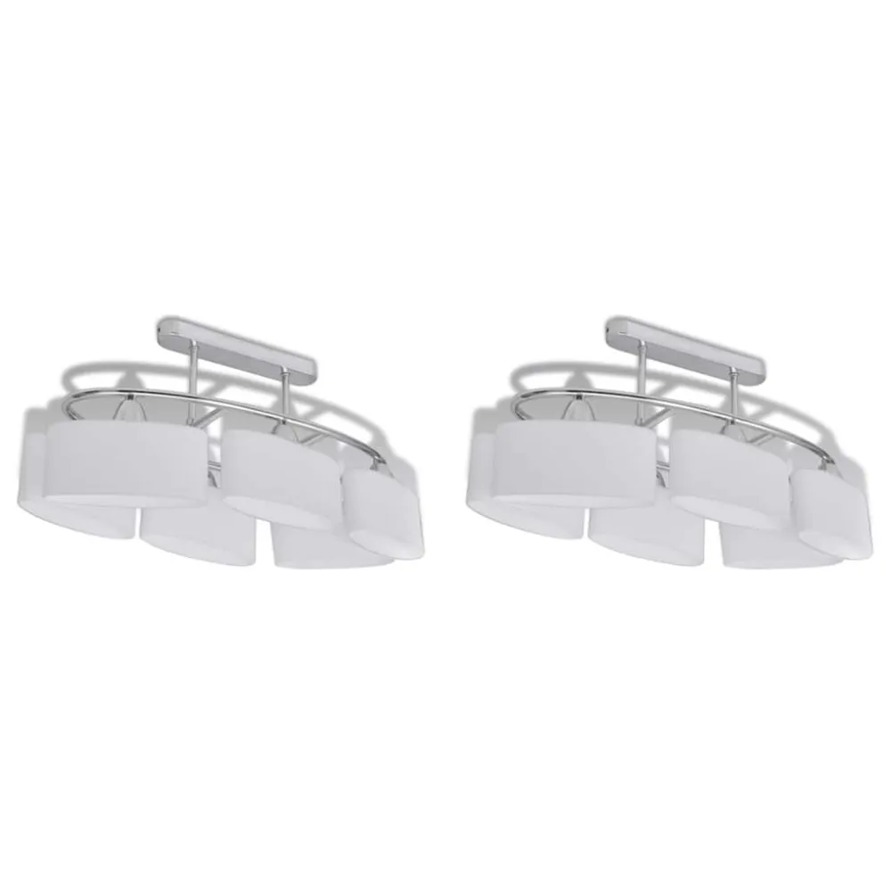 Candeeiro teto com abajures de vidro elipsoides 2 pcs E14 Comprimento do Braço 40cm