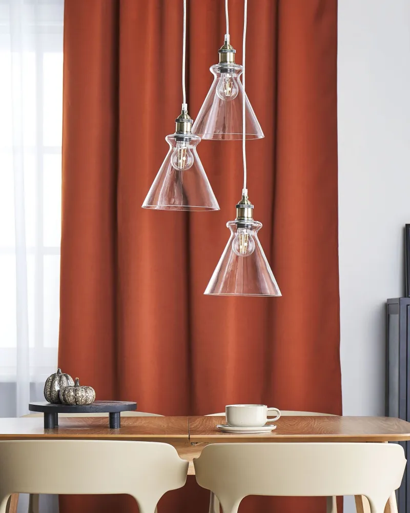 Candeeiro de teto com 3 abajures em vidro transparente BERGANTES Fácil Montagem na Parede