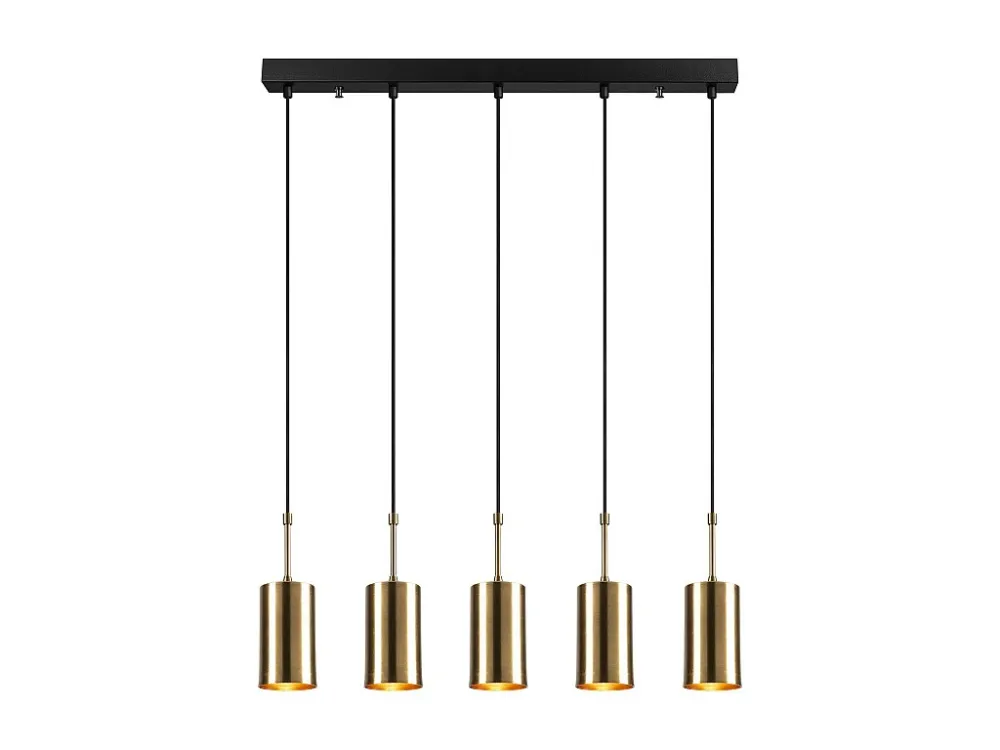 Candeeiro de teto metálico 5 abajures L79 x A120 cm dourado e preto - FILARI