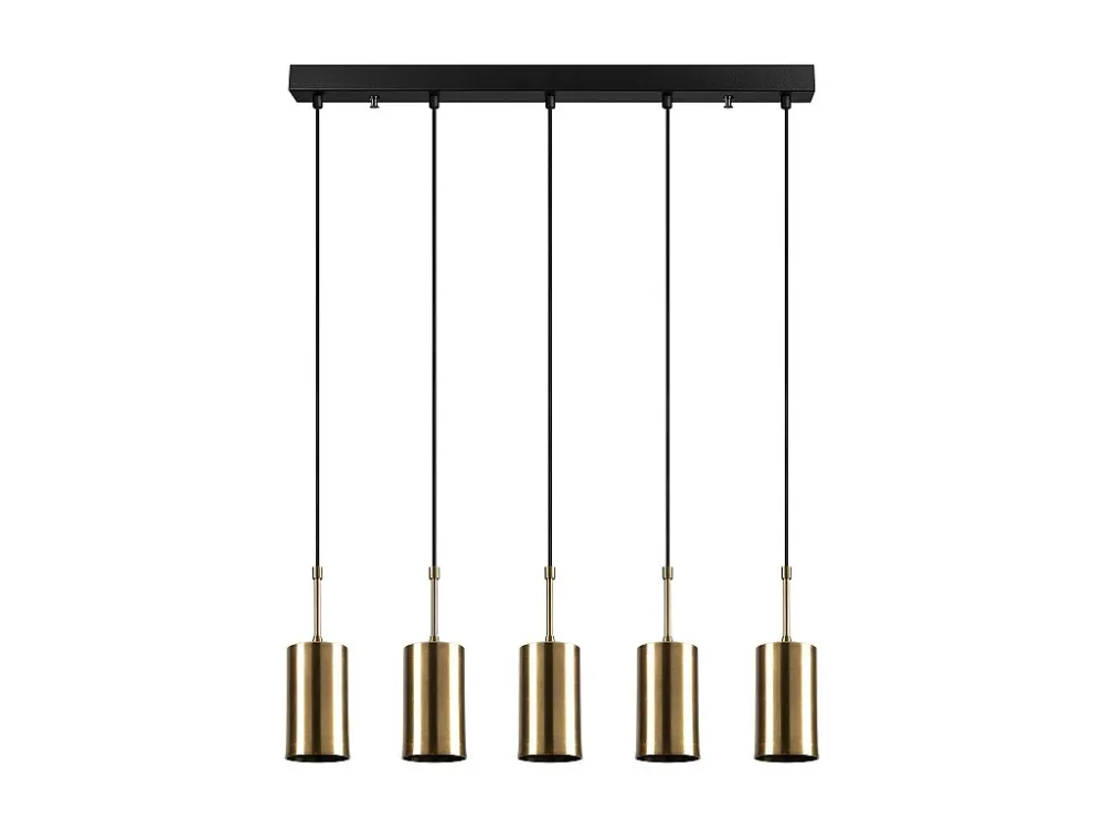 Candeeiro de teto metálico 5 abajures L79 x A120 cm dourado e preto - FILARI