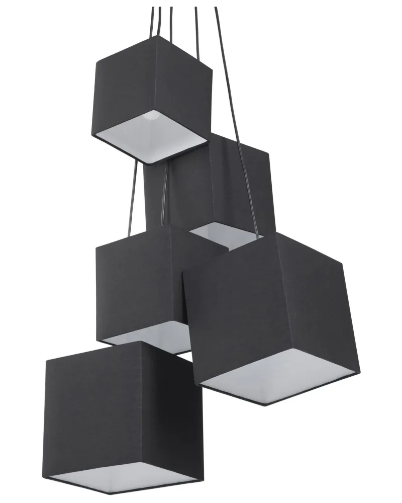 Candeeiro de teto preto com 5 abajures em forma de cubo MESTA Comprimento do Braço 40cm