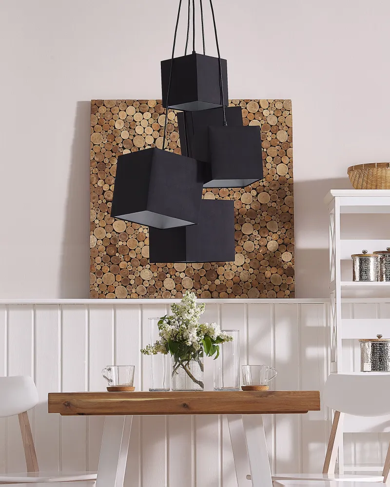 Candeeiro de teto preto com 5 abajures em forma de cubo MESTA Comprimento do Braço 40cm