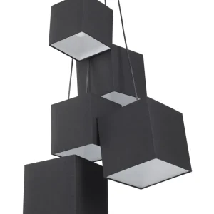 Candeeiro de teto preto com 5 abajures em forma de cubo MESTA Comprimento do Braço 40cm