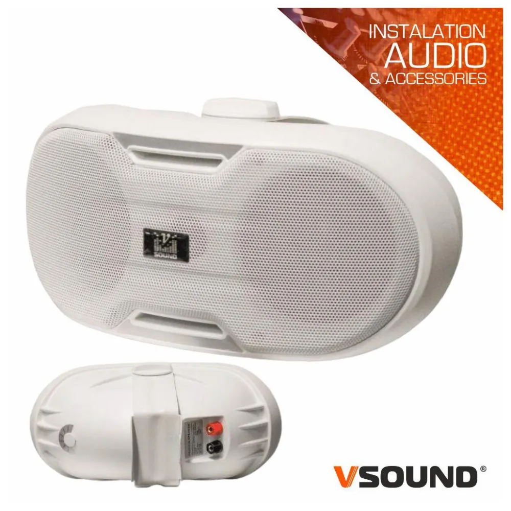 Coluna De Parede Pa 100v 8 Ohms 2x4" 30W Brancas VSOUND com Braço Articulado