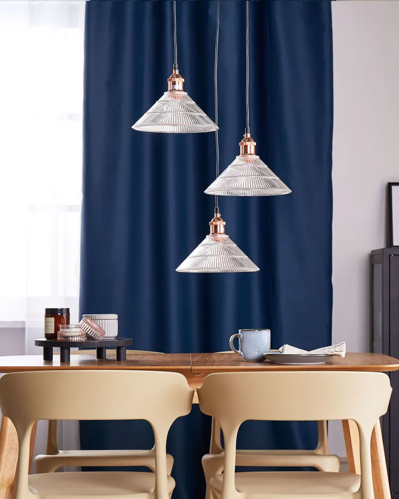 Lustre de Cristal Premium Candeeiro de teto com 3 abajures em vidro transparente CURONE