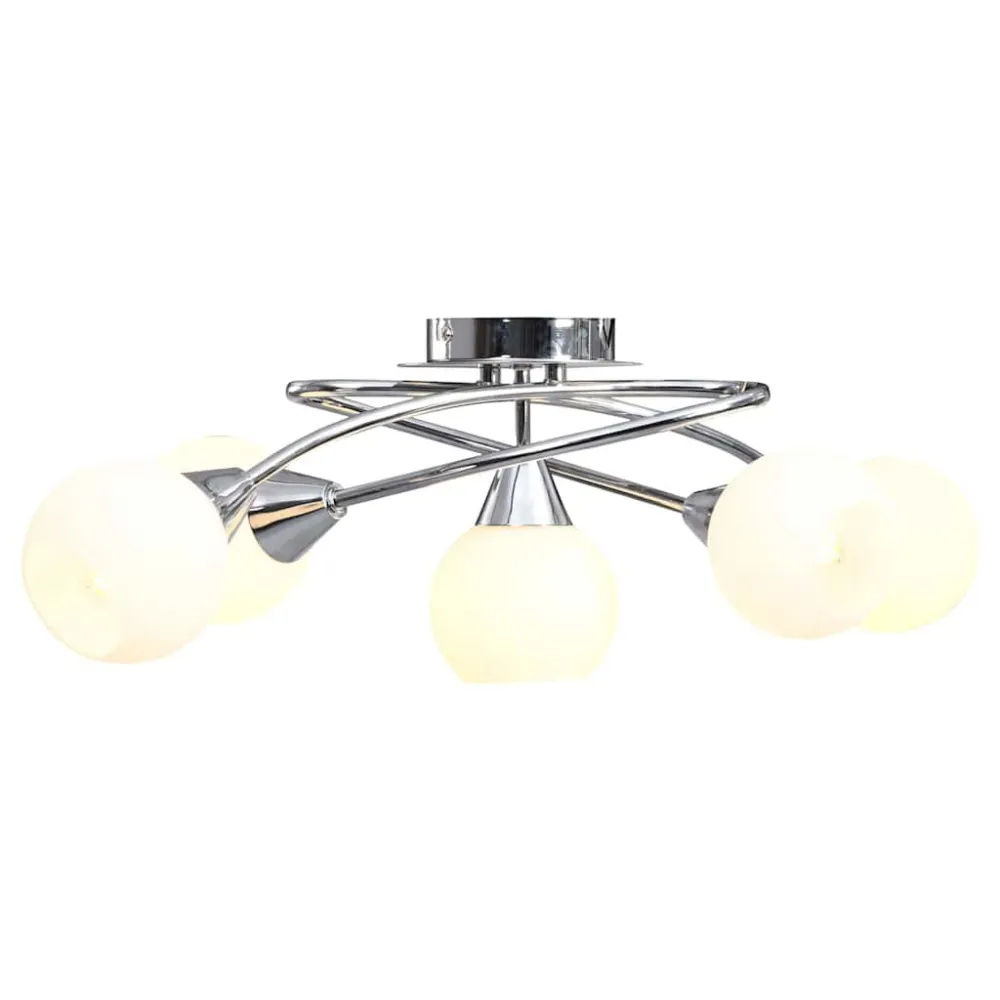 Lustre de Cristal Premium Candeeiro teto com abajures redondos cerâmica 5 lâmpadas E14