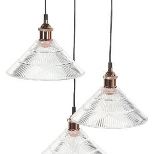 Lustre de Cristal Premium Candeeiro de teto com 3 abajures em vidro transparente CURONE