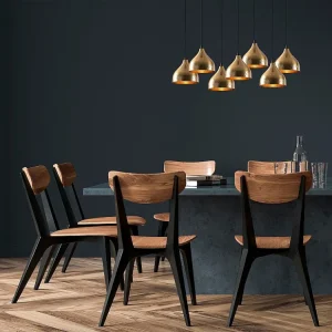 Lustre de Cristal Premium Candeeiro de teto metálico 7 abajures L88 x A114 cm dourado e preto - SONITI
