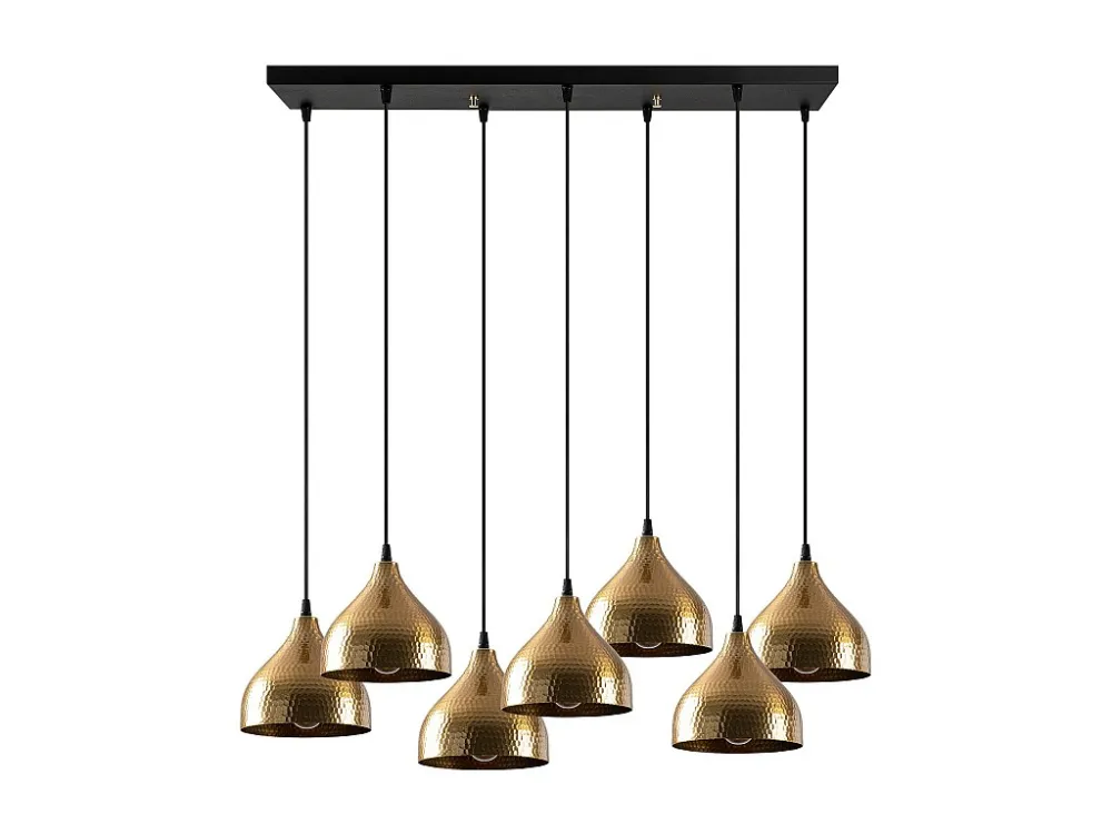 Lustre de Cristal Premium Candeeiro de teto metálico 7 abajures L88 x A114 cm dourado e preto - SONITI