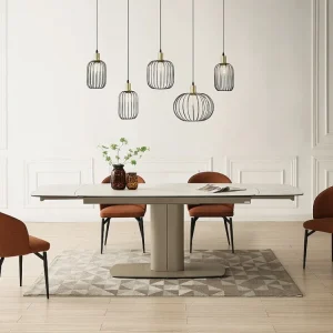 Lustre filiforme em metálico com 5 abajures C110xA125xL30 cm preto - FATICK para Quarto e Corredor