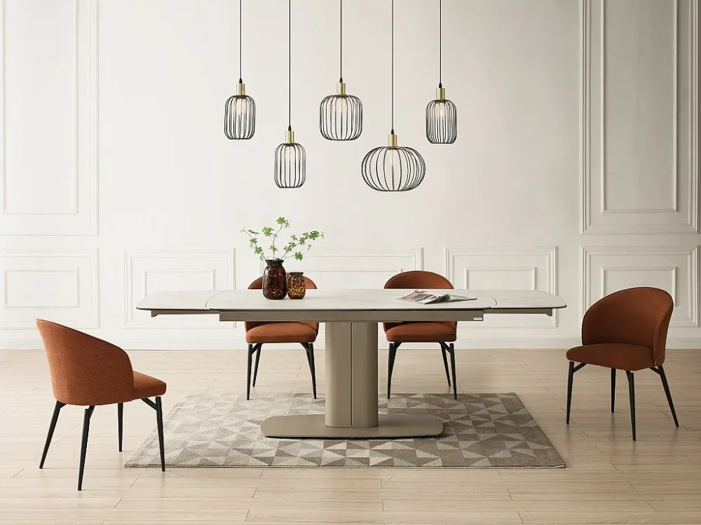 Lustre filiforme em metálico com 5 abajures C110xA125xL30 cm preto - FATICK para Quarto e Corredor