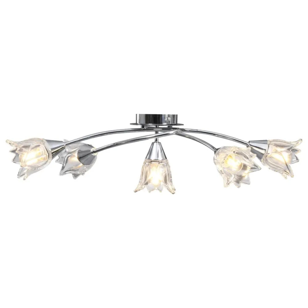 Luz de Sancão Candeeiro de teto com abajures de vidro tulipa 5 lâmpadas E14