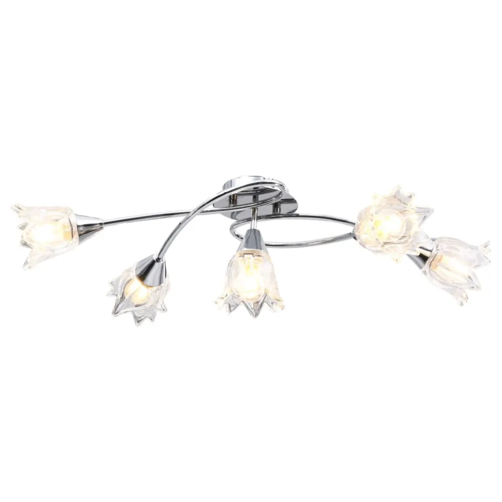 Luz de Sancão Candeeiro de teto com abajures de vidro tulipa 5 lâmpadas E14