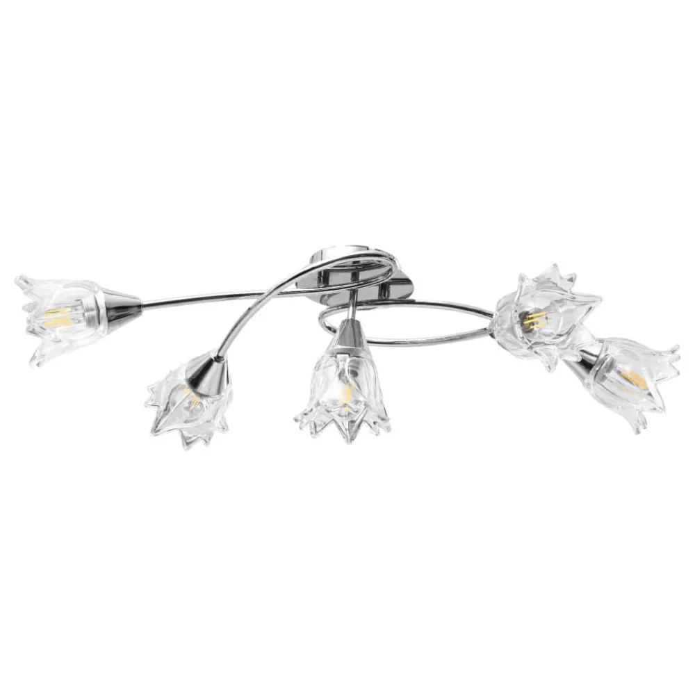 Luz de Sancão Candeeiro de teto com abajures de vidro tulipa 5 lâmpadas E14