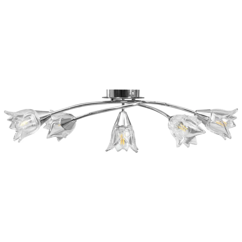 Luz de Sancão Candeeiro de teto com abajures de vidro tulipa 5 lâmpadas E14