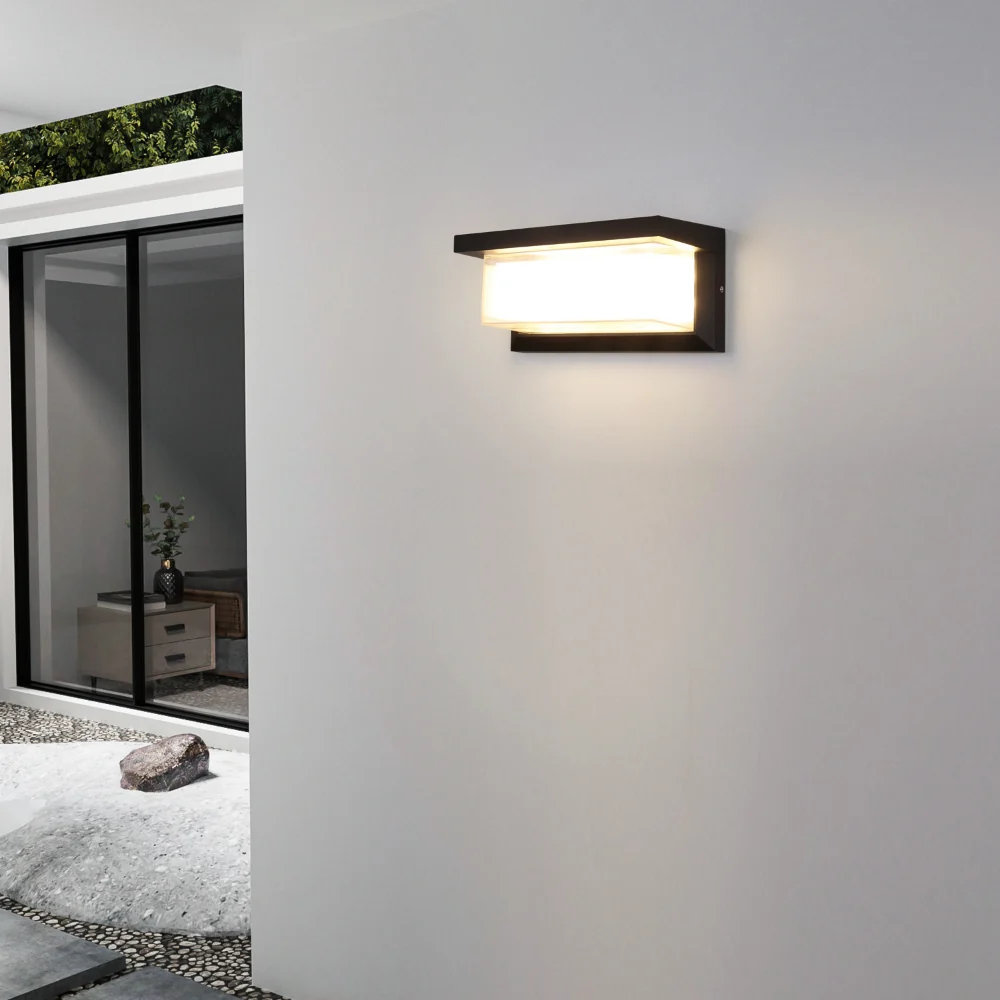 Spot de Parede Ajustável Aplique de Parede Retangular Preto P/ 1 Lâmpada E27 IP65 LED7