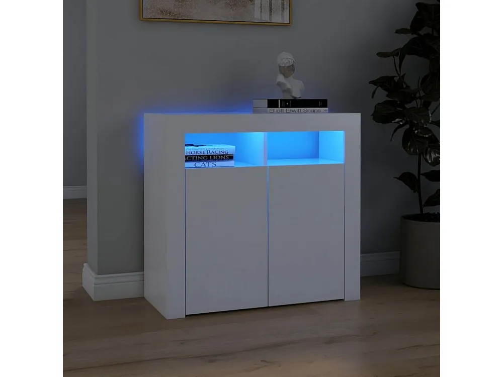 Aparador com luzes LED 80x35x75 cm branco