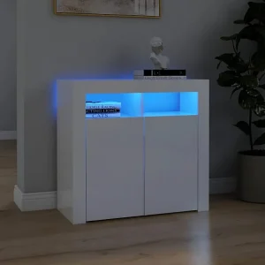 Aparador com luzes LED 80x35x75 cm branco cintilante