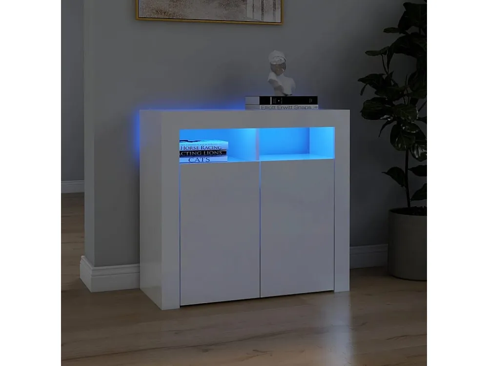 Aparador com luzes LED 80x35x75 cm branco cintilante