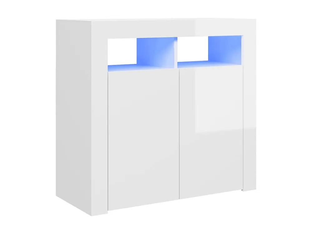 Aparador com luzes LED 80x35x75 cm branco cintilante