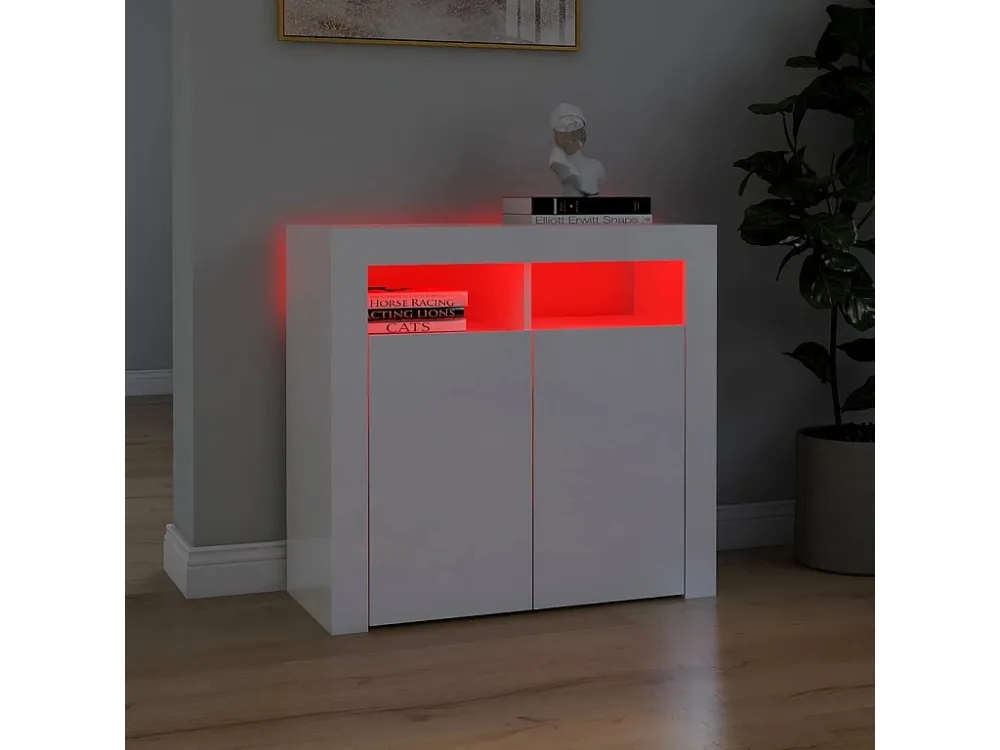 Aparador com luzes LED 80x35x75 cm branco cintilante