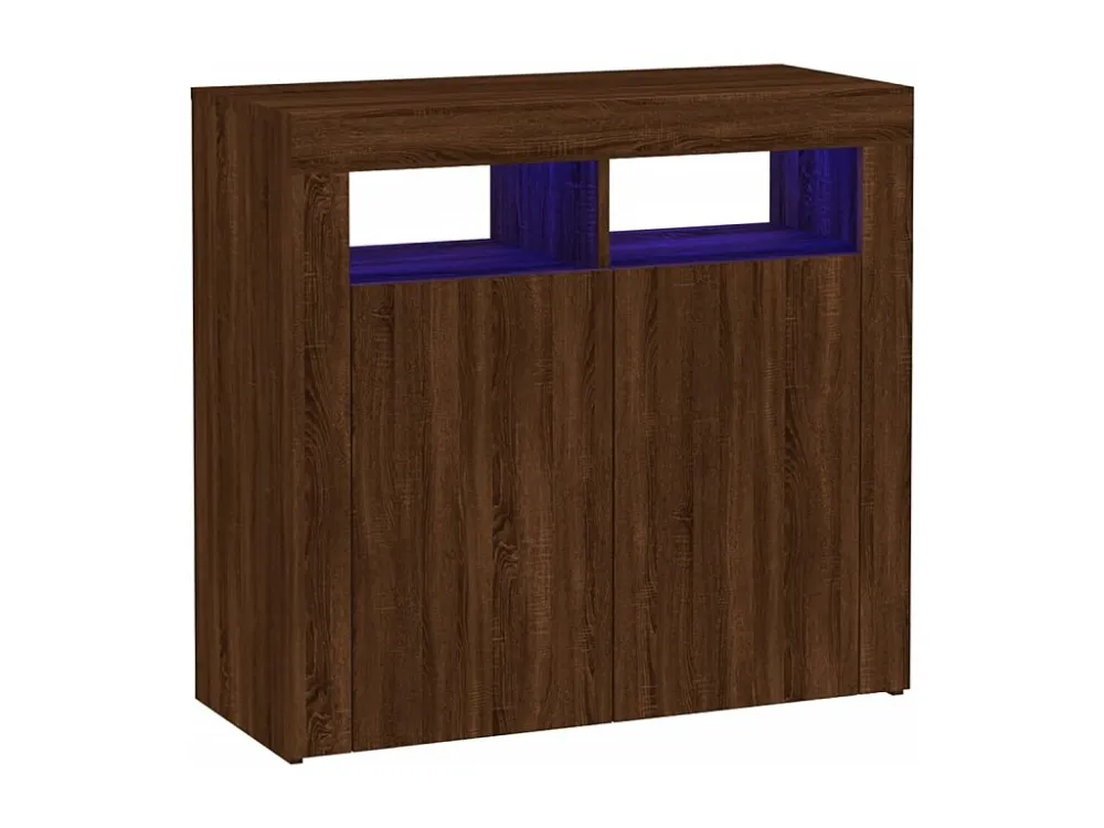 Aparador com luzes LED 80x35x75 cm carvalho castanho