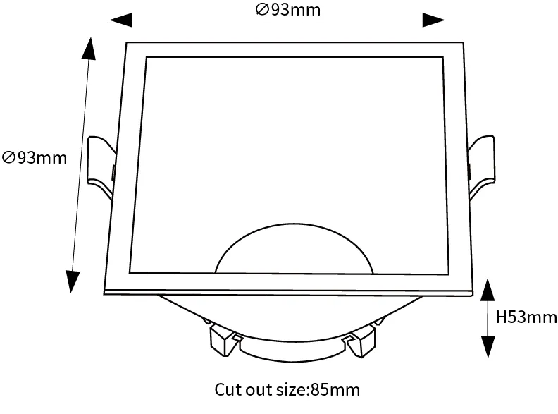 Aro Quadrado Downlight p/ Lâmpadas GU10 em PVC