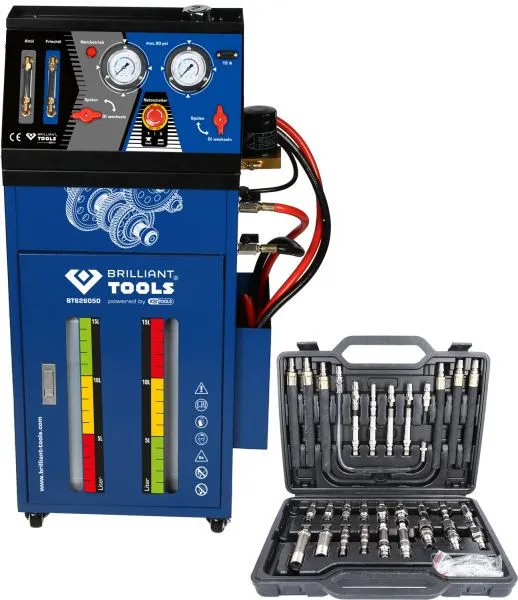 Dispositivo de lavagem de transmissão Brilliant Tools para transmissões automáticas, incluindo conjunto de adaptadores de...