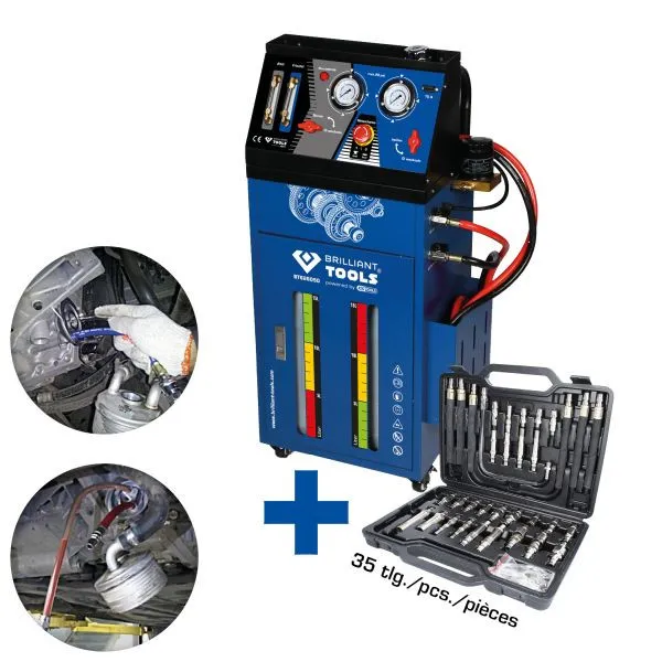 Dispositivo de lavagem de transmissão Brilliant Tools para transmissões automáticas, incluindo conjunto de adaptadores de...