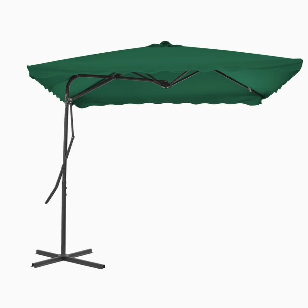 Guarda-sol de exterior com poste em ço 250x250 cm verde