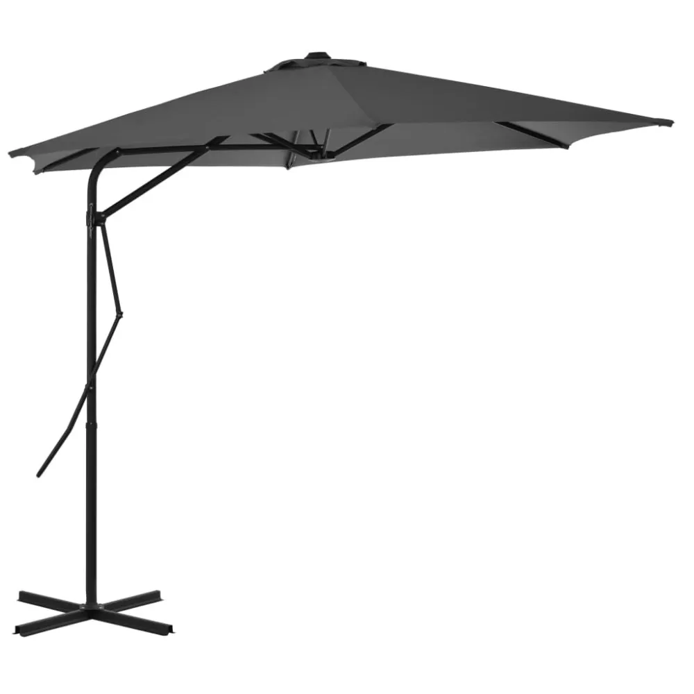 Guarda-sol de exterior com poste de ço 300 cm antracite