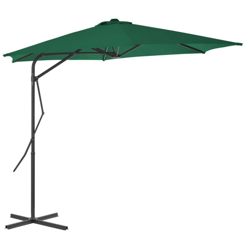 Guarda-sol de exterior com poste de ço 300 cm verde