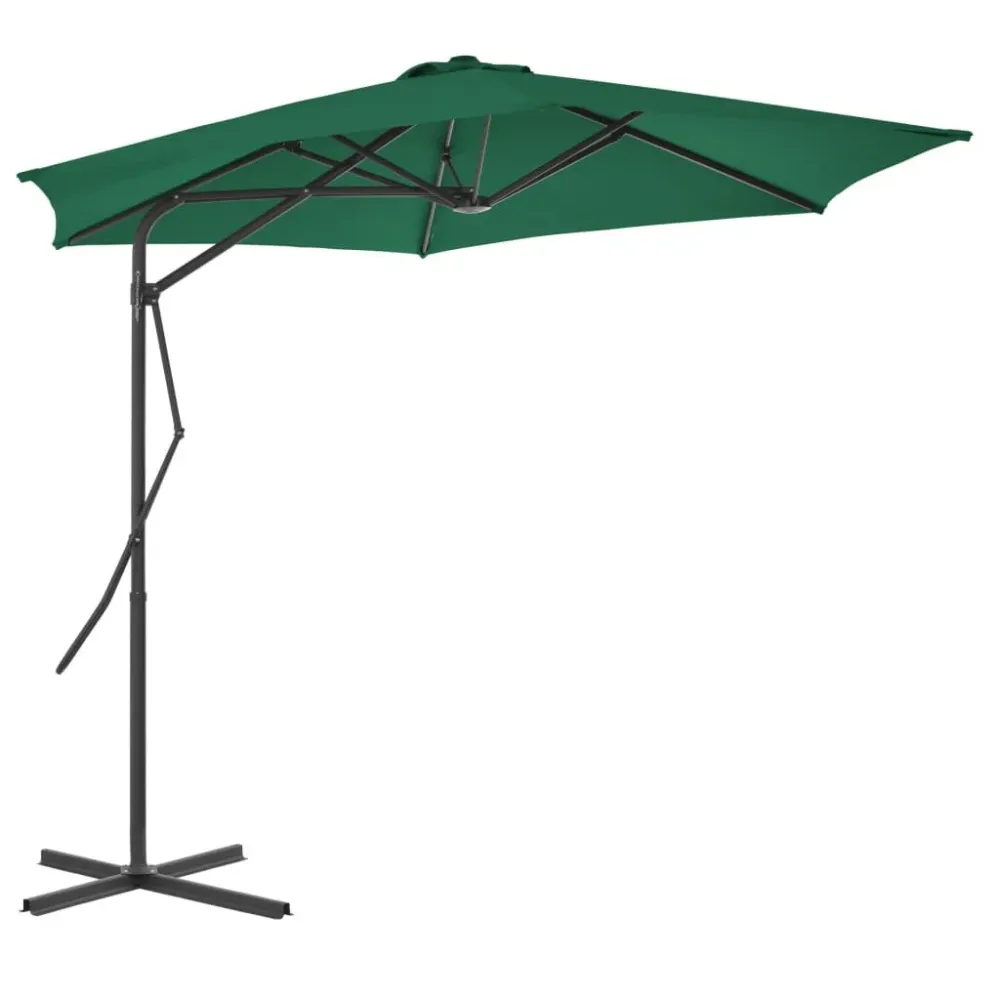Guarda-sol de exterior com poste de ço 300 cm verde