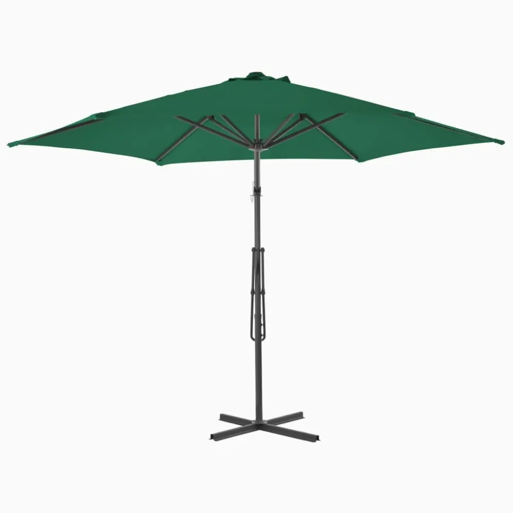 Guarda-sol de exterior com poste de ço 300 cm verde