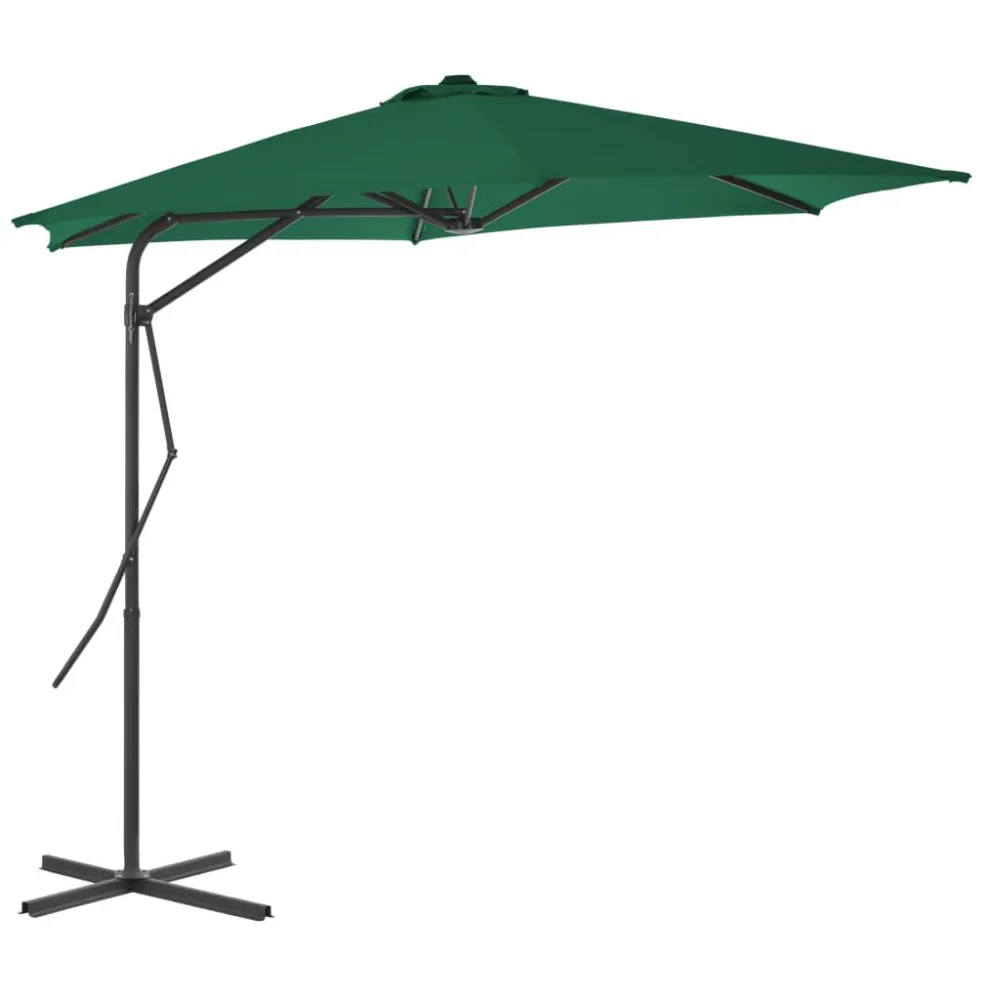 Guarda-sol de exterior com poste de ço 300 cm verde