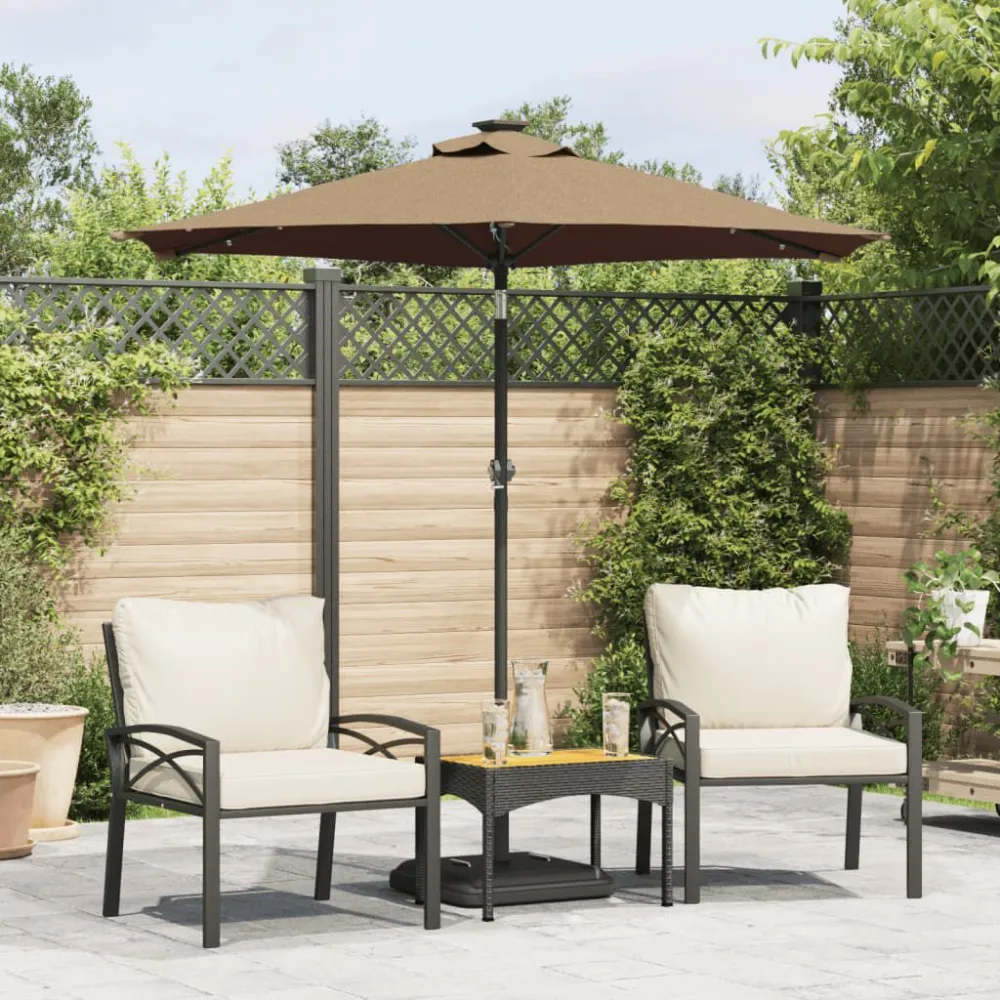 Guarda-sol jardim com LEDs e poste de ço 225x225x212 cm