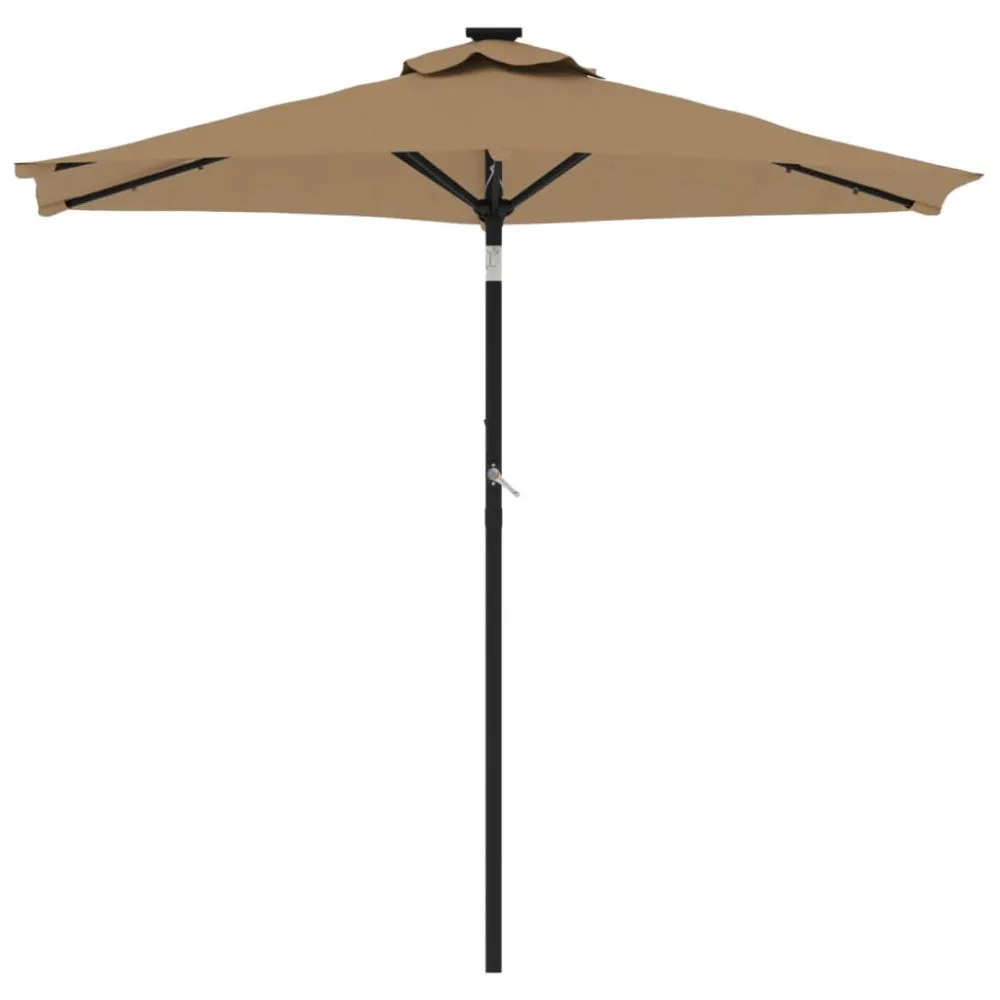 Guarda-sol jardim com LEDs e poste de ço 225x225x212 cm