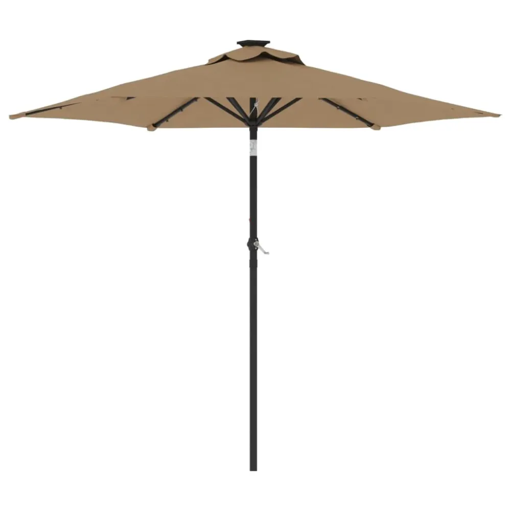 Guarda-sol jardim com LEDs e poste de ço 225x225x212 cm