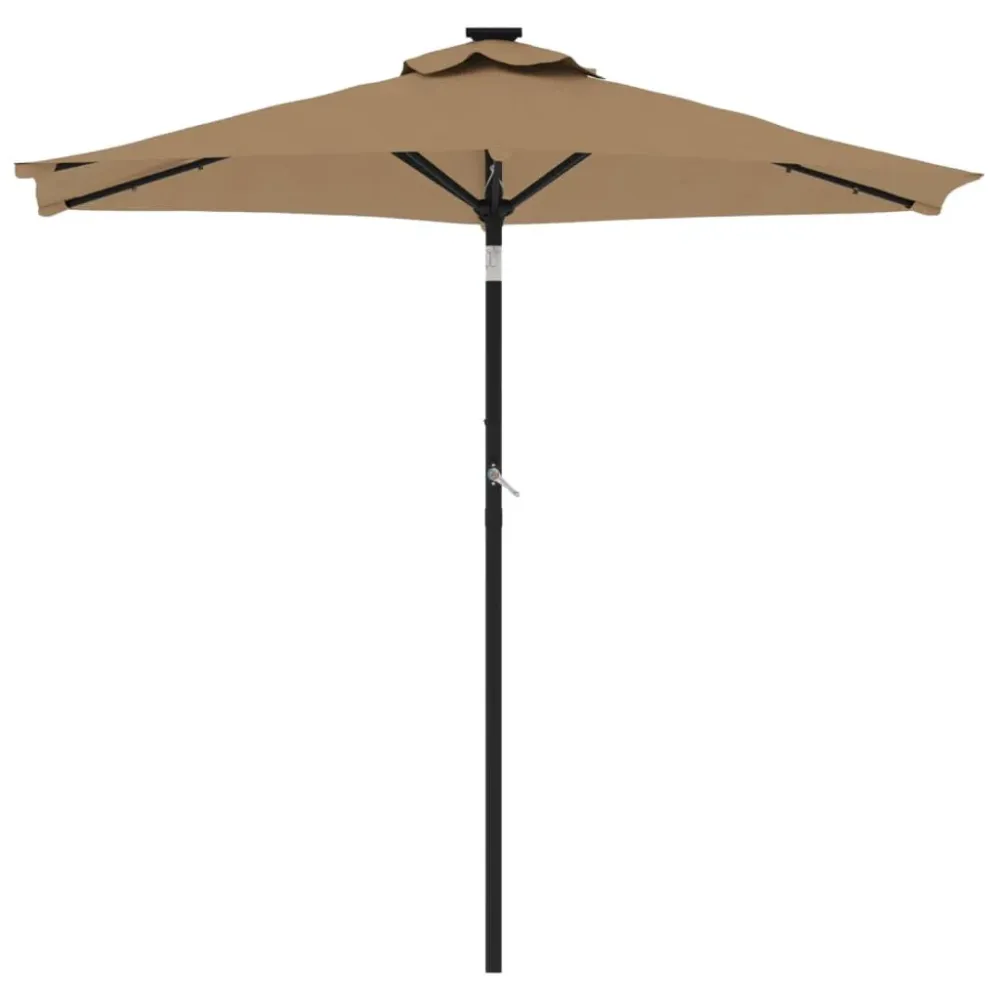 Guarda-sol jardim com LEDs e poste de ço 225x225x212 cm